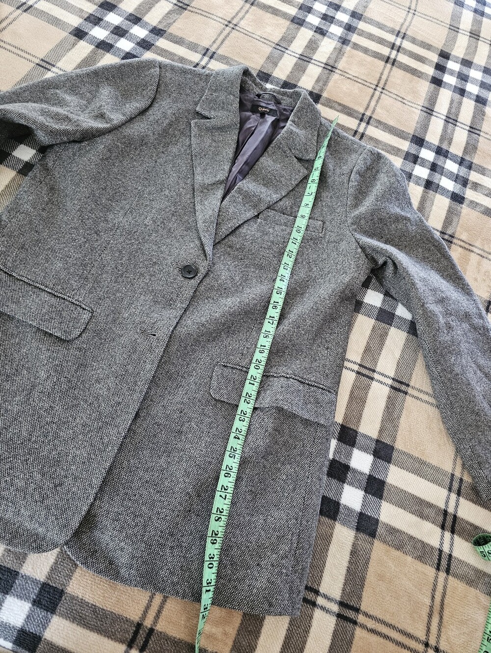 Gray Herringbone Women's Blazer Jacket - Classic Tailored Coat - Picture 8 of 10